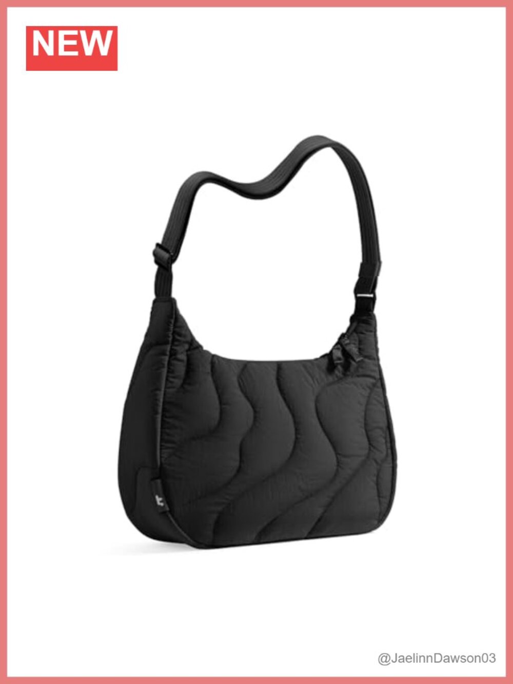Nylon Quilted Puffer Sling Crossbody Bag, Crescent Shoulder Purse, Travel Hobo